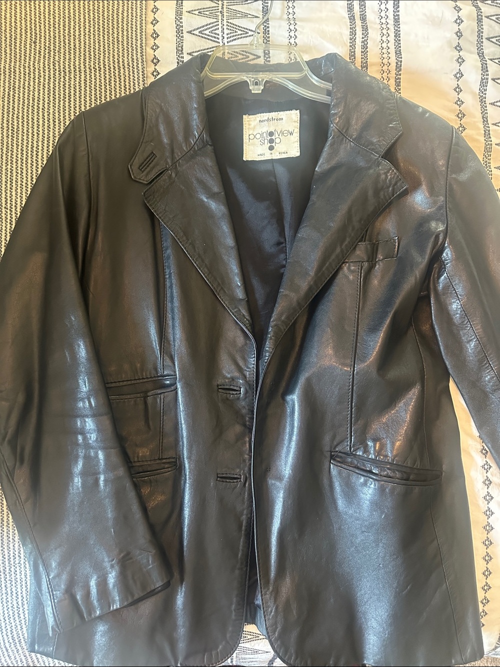 Vintage Nordstrom Black Leather Blazer Jacket for Women